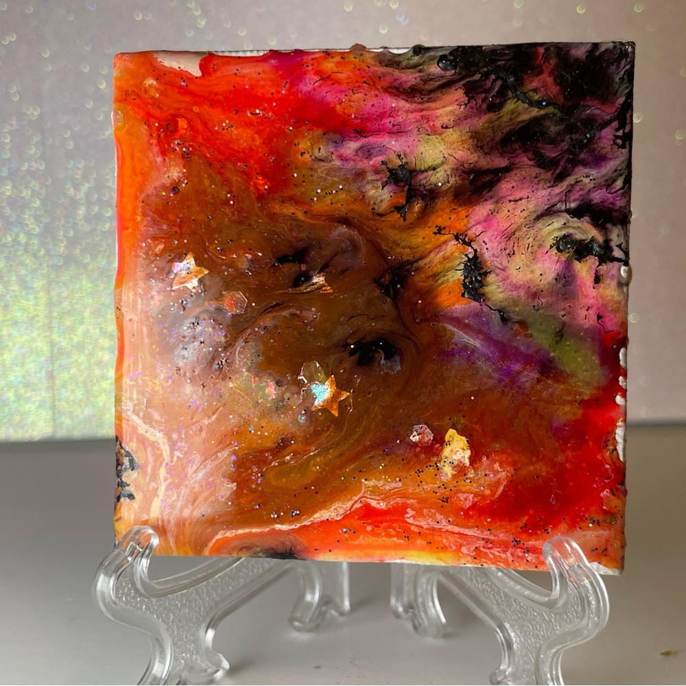 Abstract Multicolor Blacklight Resin Canvas Art